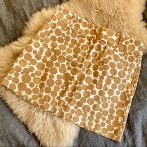 J. Crew Cotton Twill Polka-Dot Mini Skirt Tan & White